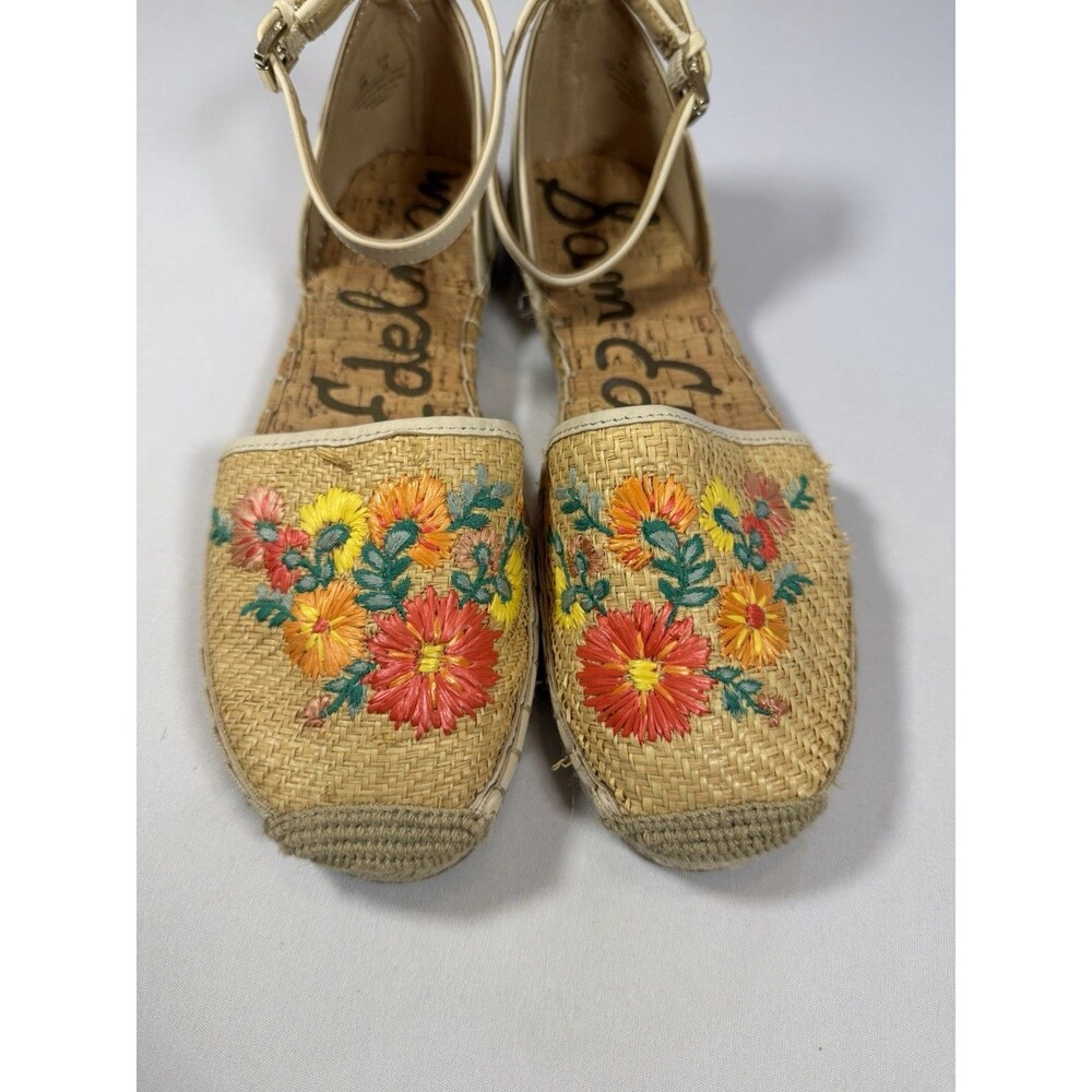 Sam Edelman Jamie 2 Espadrille Flats 8M Floral Embroidered Raffia - Picture 6 of 12